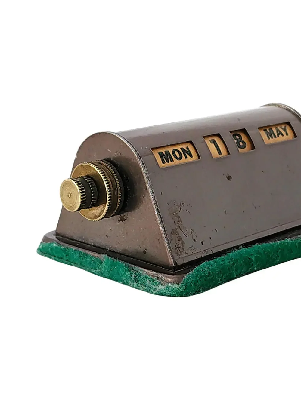 Vintage Mid-Century Perpetual Desk Calendar Brass/Copper-Colored